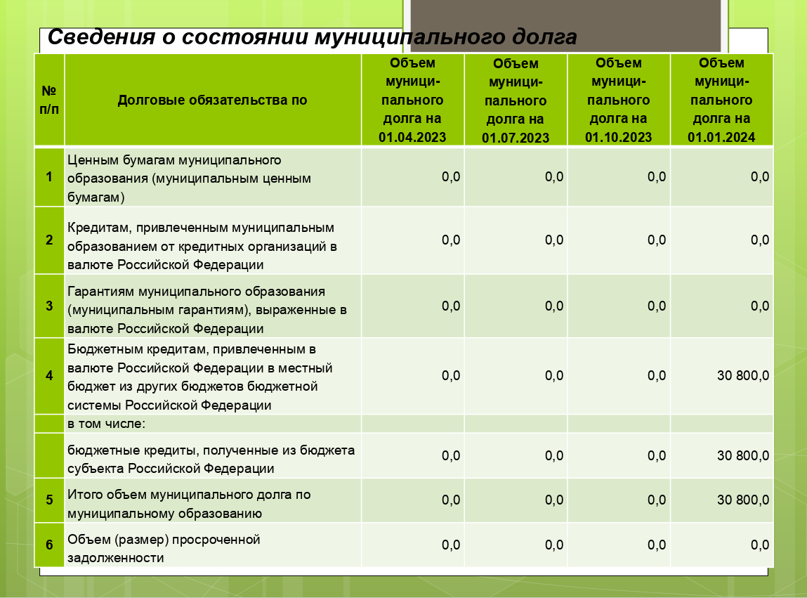 Сведения о состоянии муниципального долга 2023 год.